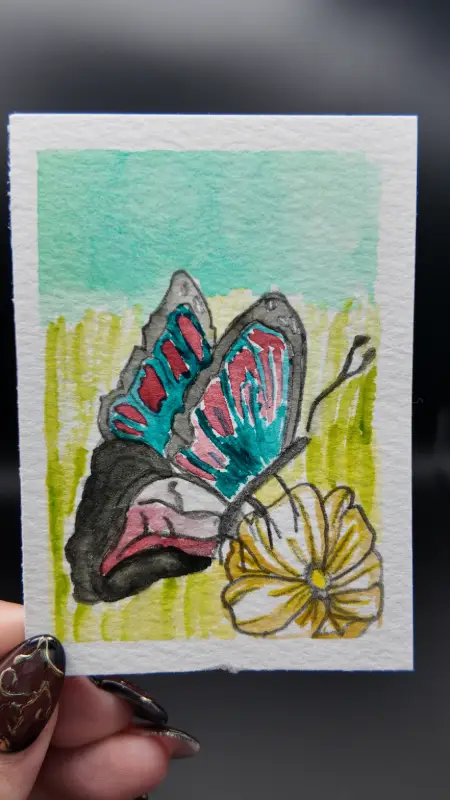Butterfly  Original ACEO — Watercolor on Watercolor Paper By Melody, Age 13 aceo art card