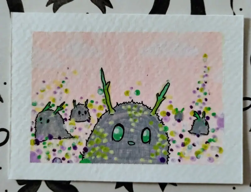 Caught Peeking aceo art card