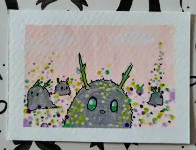 Caught Peeking aceo art card thumbnail 1