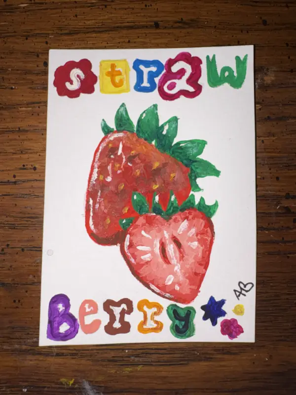Strawberry aceo art card