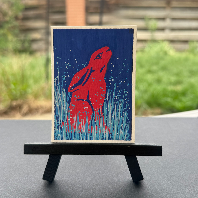 red hare aceo art card