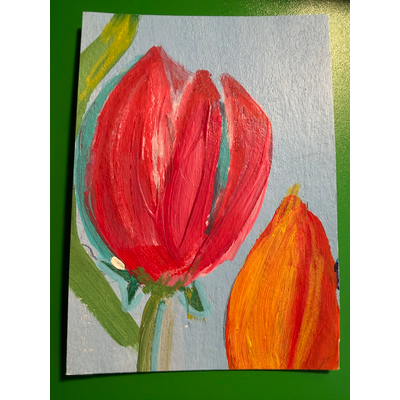 Two Tulips In Morning Light aceo art card thumbnail 1