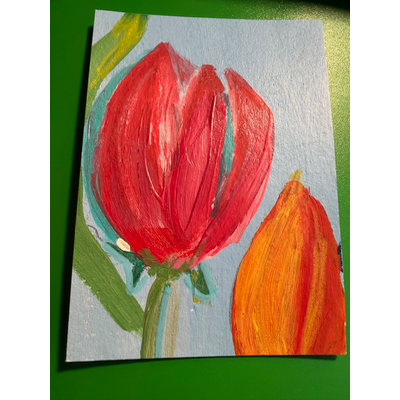 Two Tulips In Morning Light aceo art card thumbnail 3