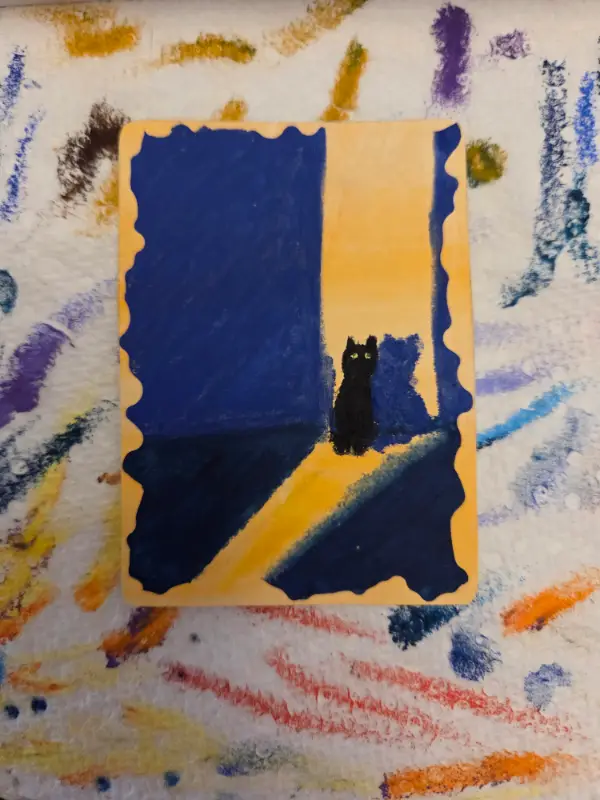 Cat in shadow aceo art card