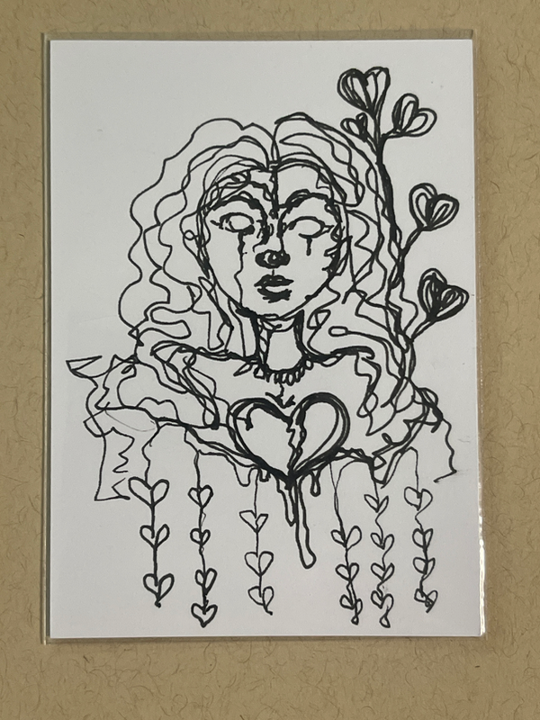 Scratch out my heart aceo art card