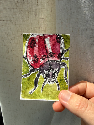 Ladybug Contour Drawing aceo art card thumbnail 2