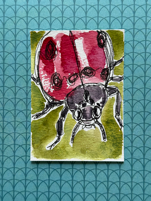 Ladybug Contour Drawing aceo art card thumbnail 1