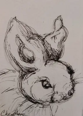Bunny Rabbit ACEO Original pen n ink by CheyAnne aceo art card thumbnail 2