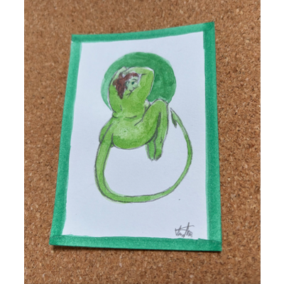 Green Apple aceo art card thumbnail 2