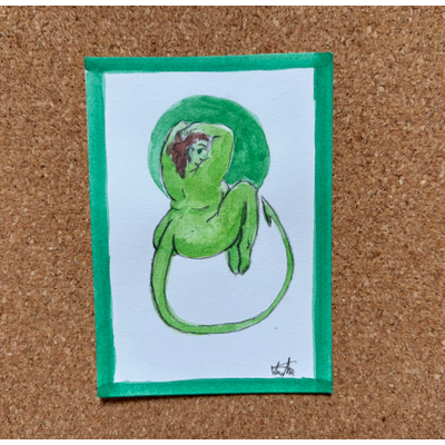 Green Apple aceo art card thumbnail 1