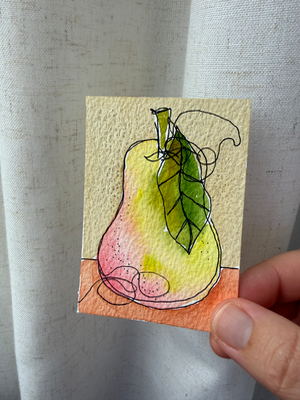 Continuous Line Pear aceo art card thumbnail 2