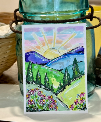Mountain Sunshine aceo art card thumbnail 3