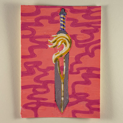Yellow Sword aceo art card thumbnail 2