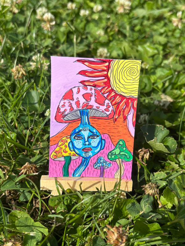 Trippy Mushroom Longing aceo art card