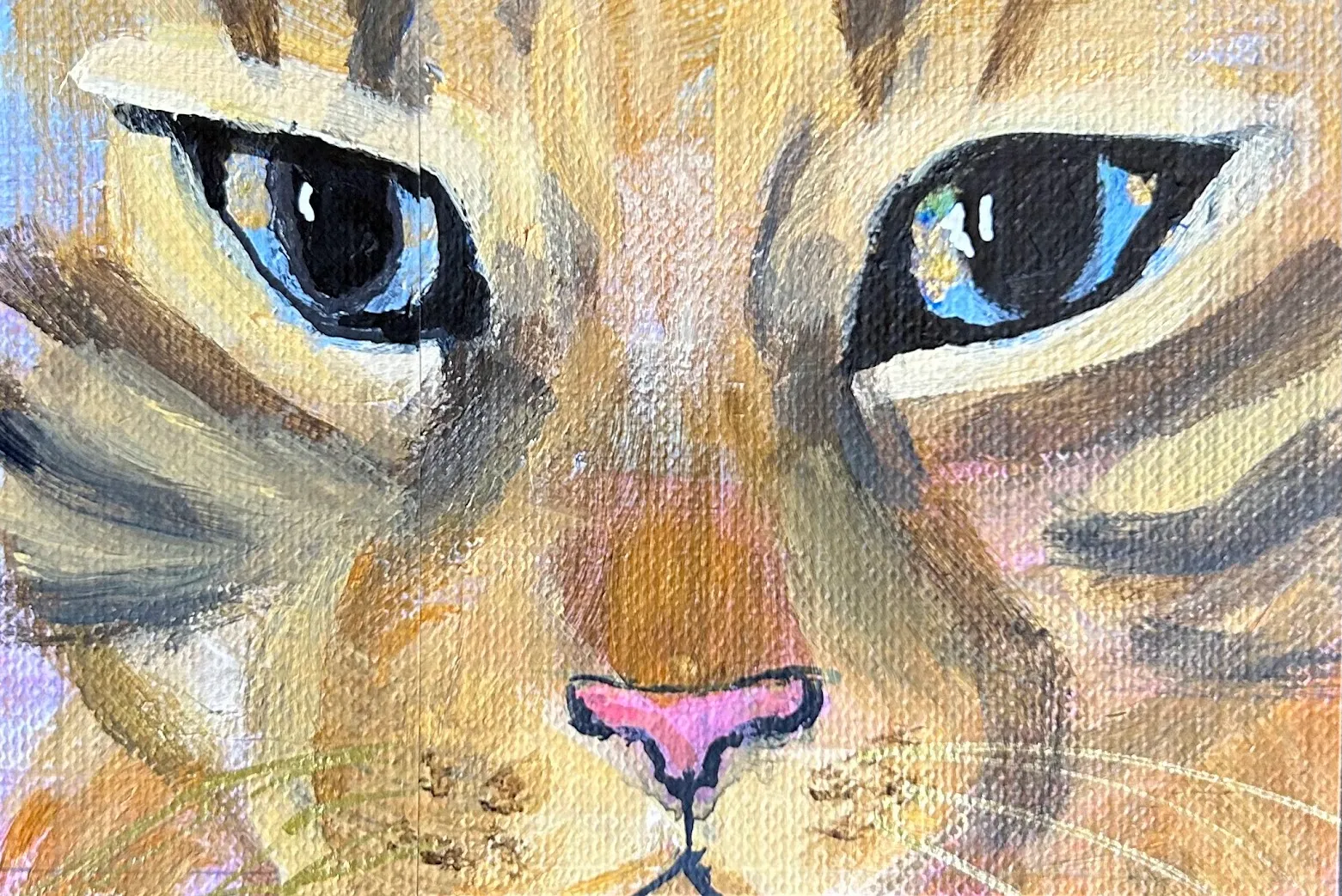 ACEO original tiny painting Cat Closeup Maine Coon by Gale acrylic handmade 2.5x3.5" aceo art card