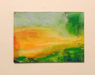 Yellow Landscape Original Art Oil Painting ACEO aceo art card thumbnail 1