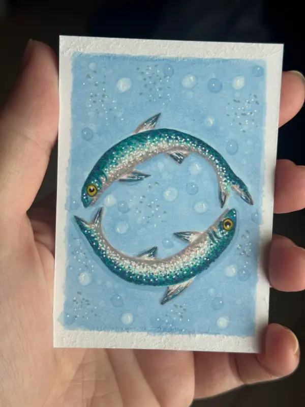 Cancer Anchovies | Zodiac Series aceo art card