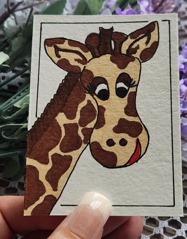 Silly Giraffe aceo art card