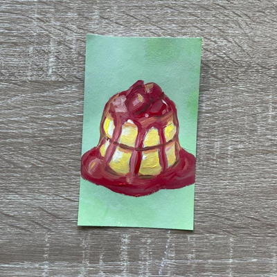 Strawberry Stacked Fluffy Pancakes ACEO Painting aceo art card thumbnail 2