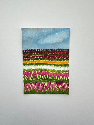 Spring Tulip Field aceo art card thumbnail 2