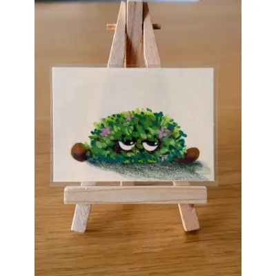 Grumpy Chia Pet aceo art card thumbnail 1