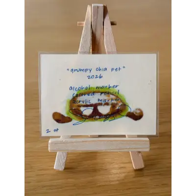 Grumpy Chia Pet aceo art card thumbnail 2