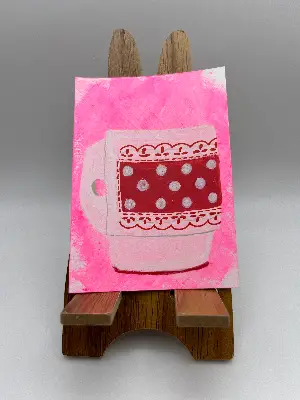 Red Polka dots aceo art card thumbnail 1