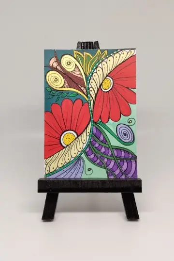 Red Flowers aceo art card