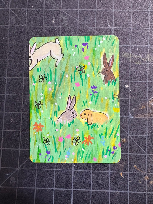 Bunnies Nine aceo art card