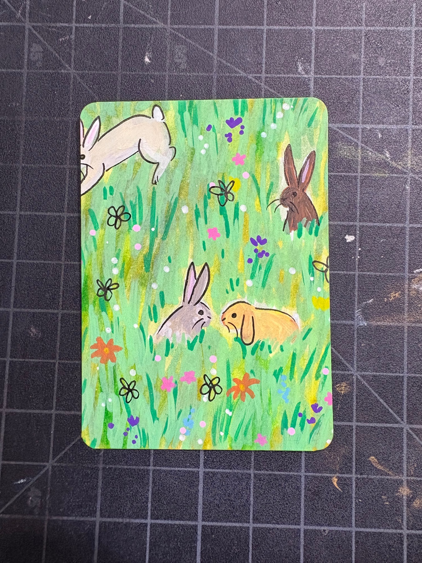 Bunnies Nine aceo art card