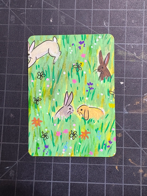 Bunnies Nine aceo art card thumbnail 1