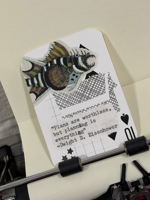 Dwight Eisenhower fish micro collage print by mazerzine aceo art card thumbnail 2