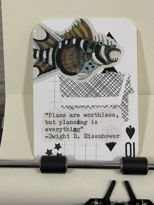 Dwight Eisenhower fish micro collage print by mazerzine aceo art card thumbnail 1