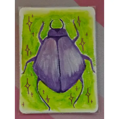 Purple Stink Bug aceo art card thumbnail 1