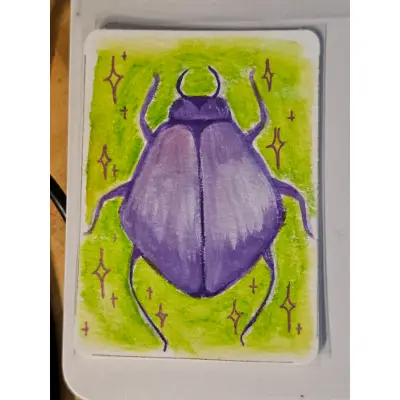 Purple Stink Bug aceo art card thumbnail 2