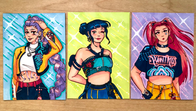 Huntrix Series: “Rumi”, “Zoey”, and “Mira” aceo art card thumbnail 2