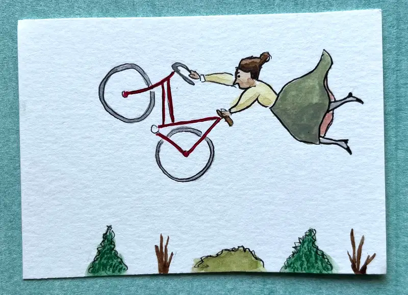 Edwardian bike lady 11 aceo art card