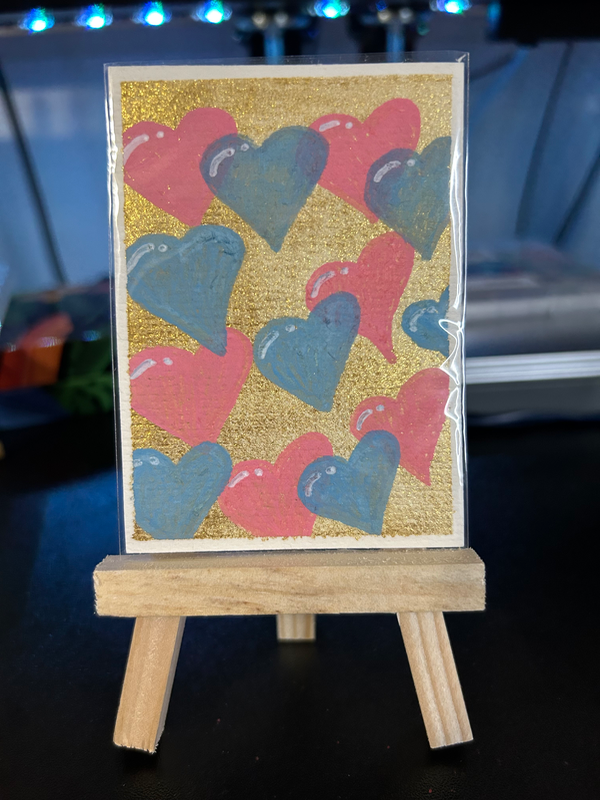 Bunch of hearts aceo art card