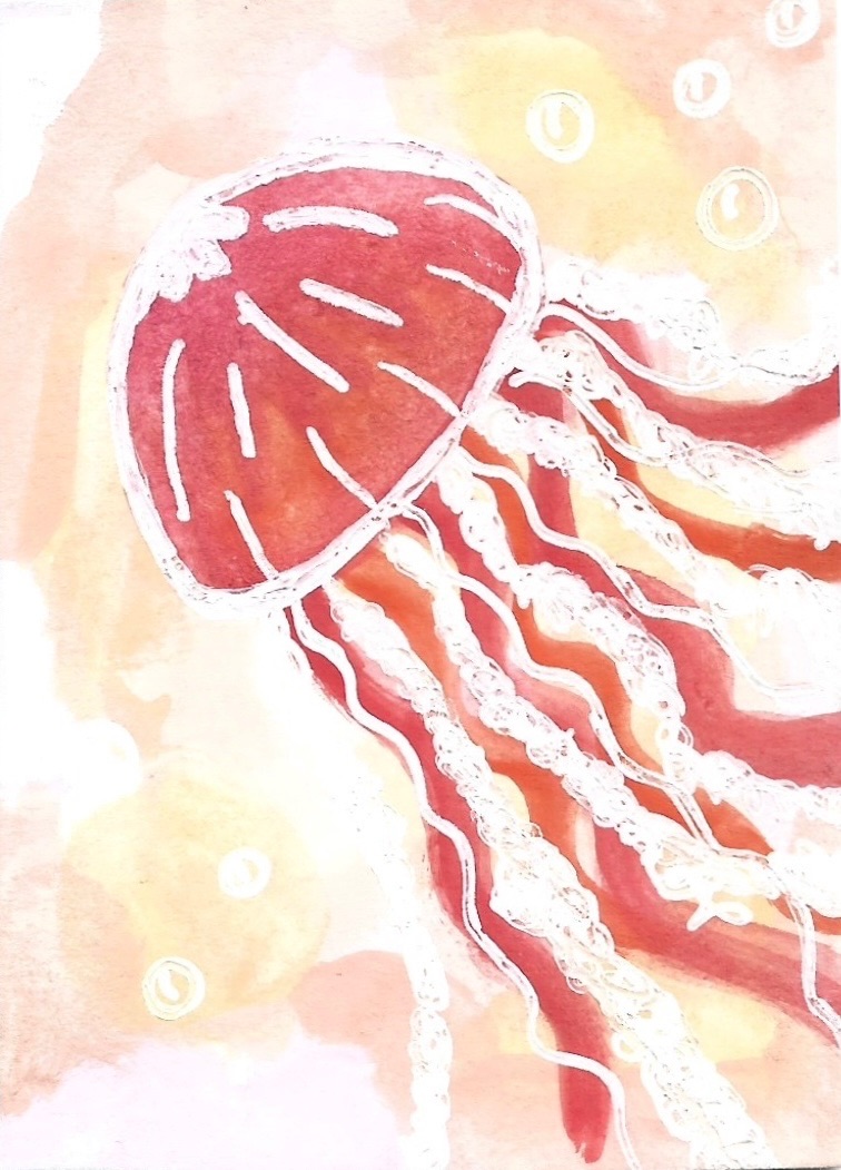 Watercolor Jellyfish aceo art card