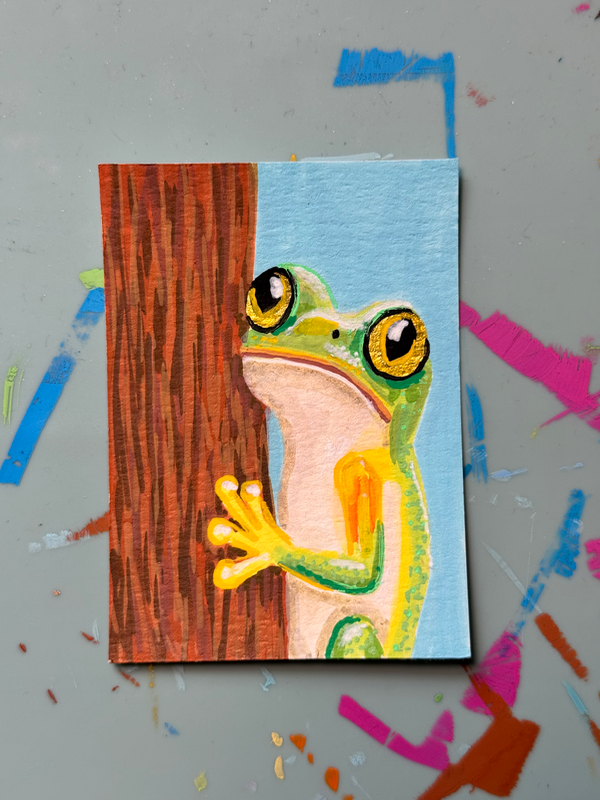 Sad frog aceo art card