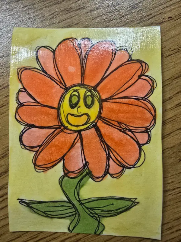 Retro Happy Daisy aceo art card