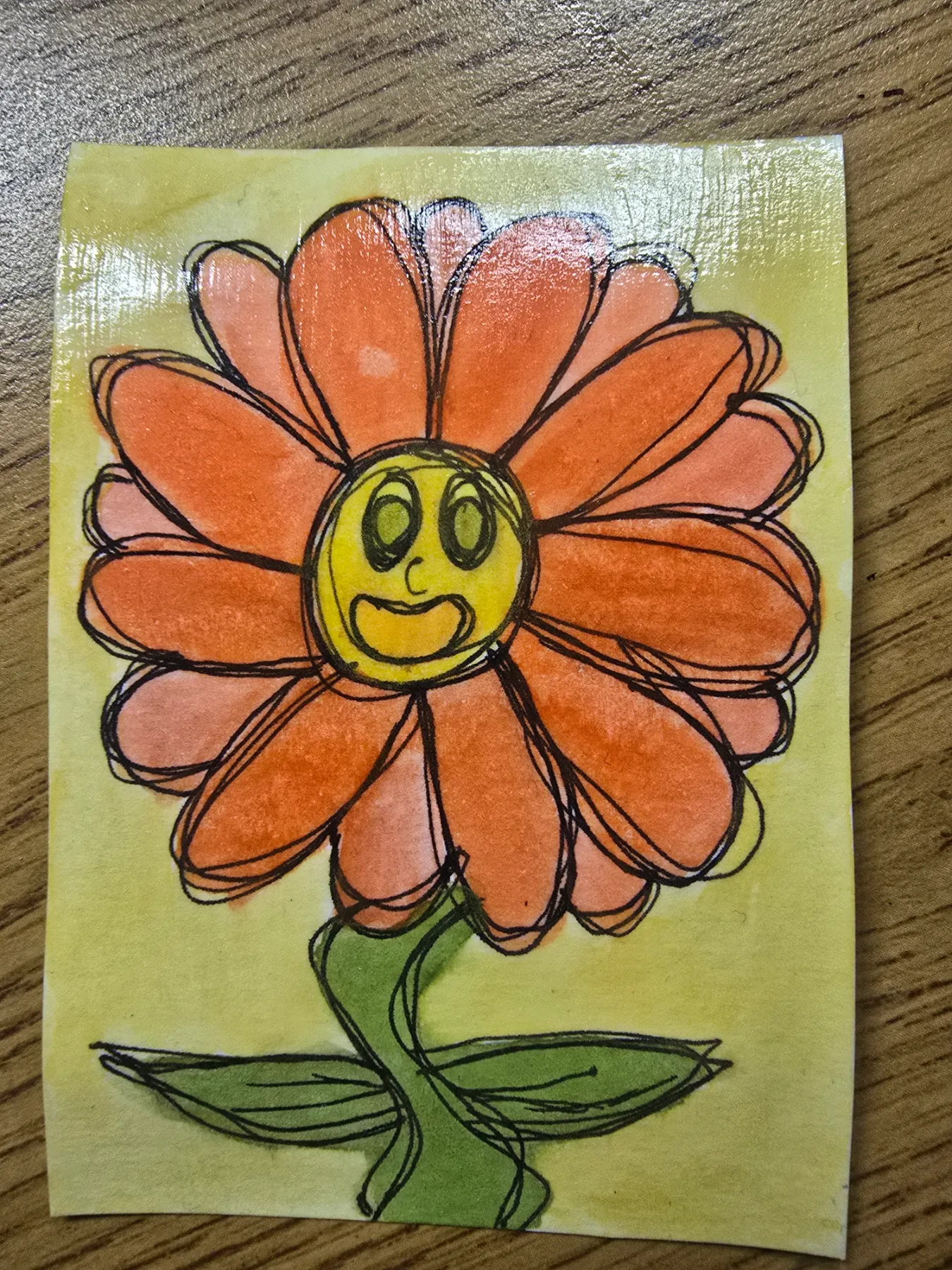 Retro Happy Daisy aceo art card