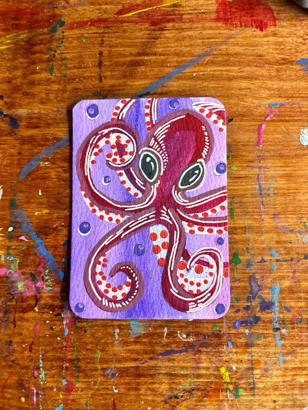 Vibing Octopus # 3 aceo art card
