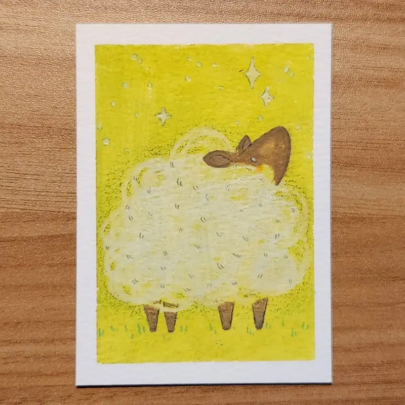 Fluffy as a cloud aceo art card