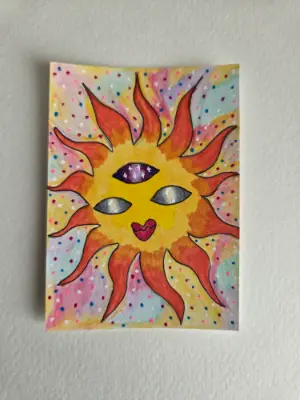The Funk-y Sun aceo art card thumbnail 1