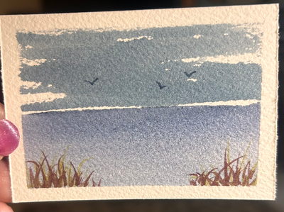 Day at the Lake aceo art card thumbnail 2