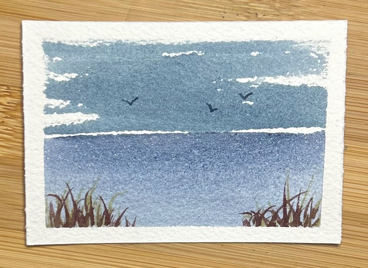 Day at the Lake aceo art card