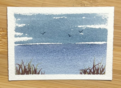 Day at the Lake aceo art card thumbnail 1