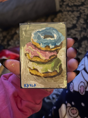 Donut Stack aceo art card thumbnail 2