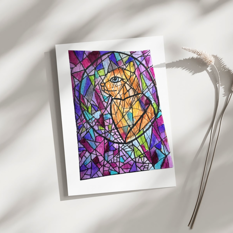Mosaic Kitty aceo art card
